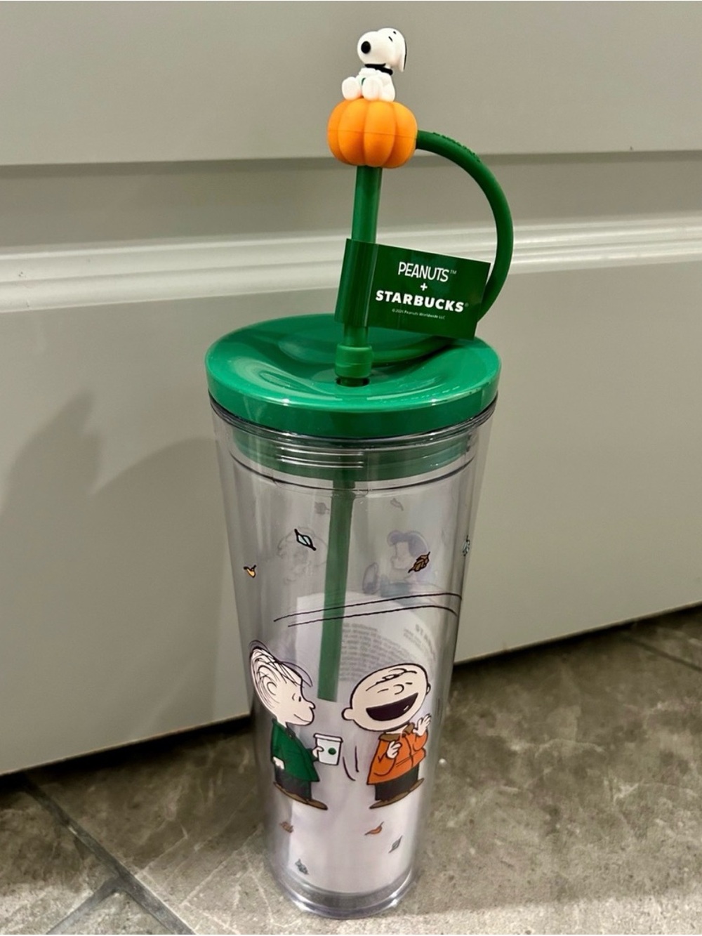 Green Snoopy Tumbler with Straw Starbucks